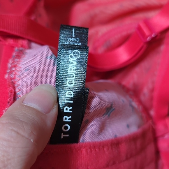 Torrid Raspberry Pink Ombre Star Mesh Bralette sz 1 - Picture 7 of 10